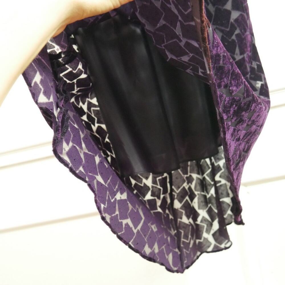 Y2K Babydoll Dress Purple Velvet Burnout Whimsigoth Prom Hoco Sheer Goth Size 10 - Picture 5 of 6